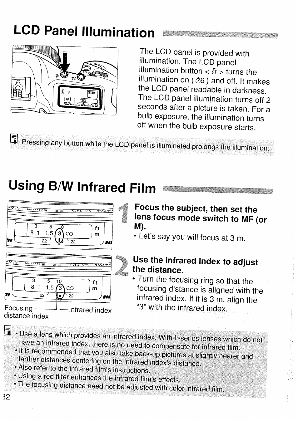 Lcd panel illumination, Using b/w infrared film, Lcd panel illumination using b/w infrared film | Canon EOS 1 V HS User Manual | Page 82 / 143