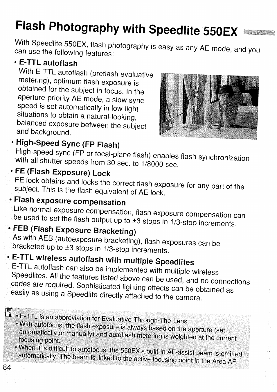 Flash photography with speedlite 550ex | Canon EOS 1 V HS User Manual | Page 84 / 143