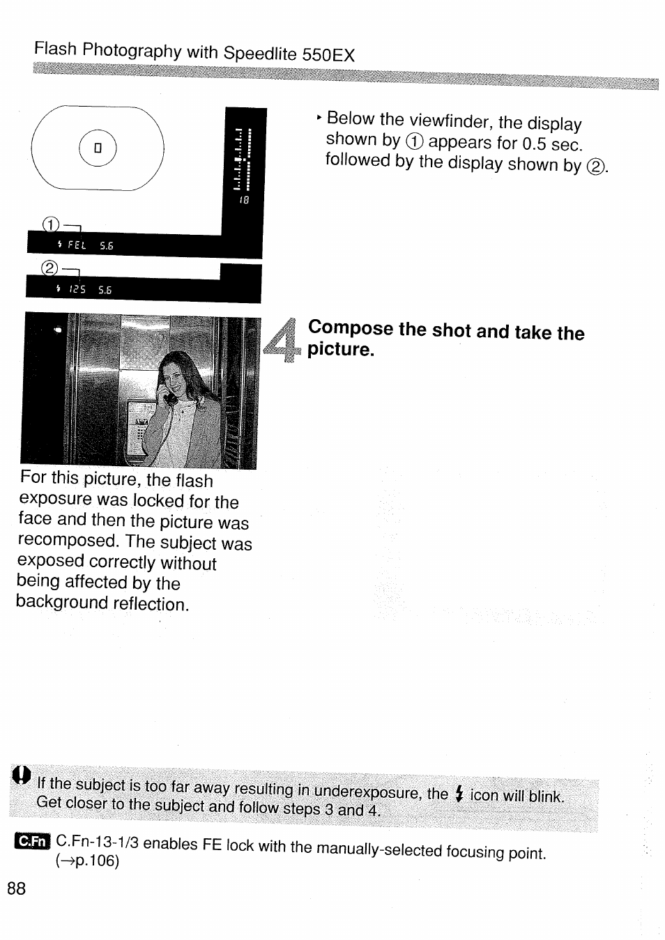 Compose the shot and take the picture | Canon EOS 1 V HS User Manual | Page 88 / 143