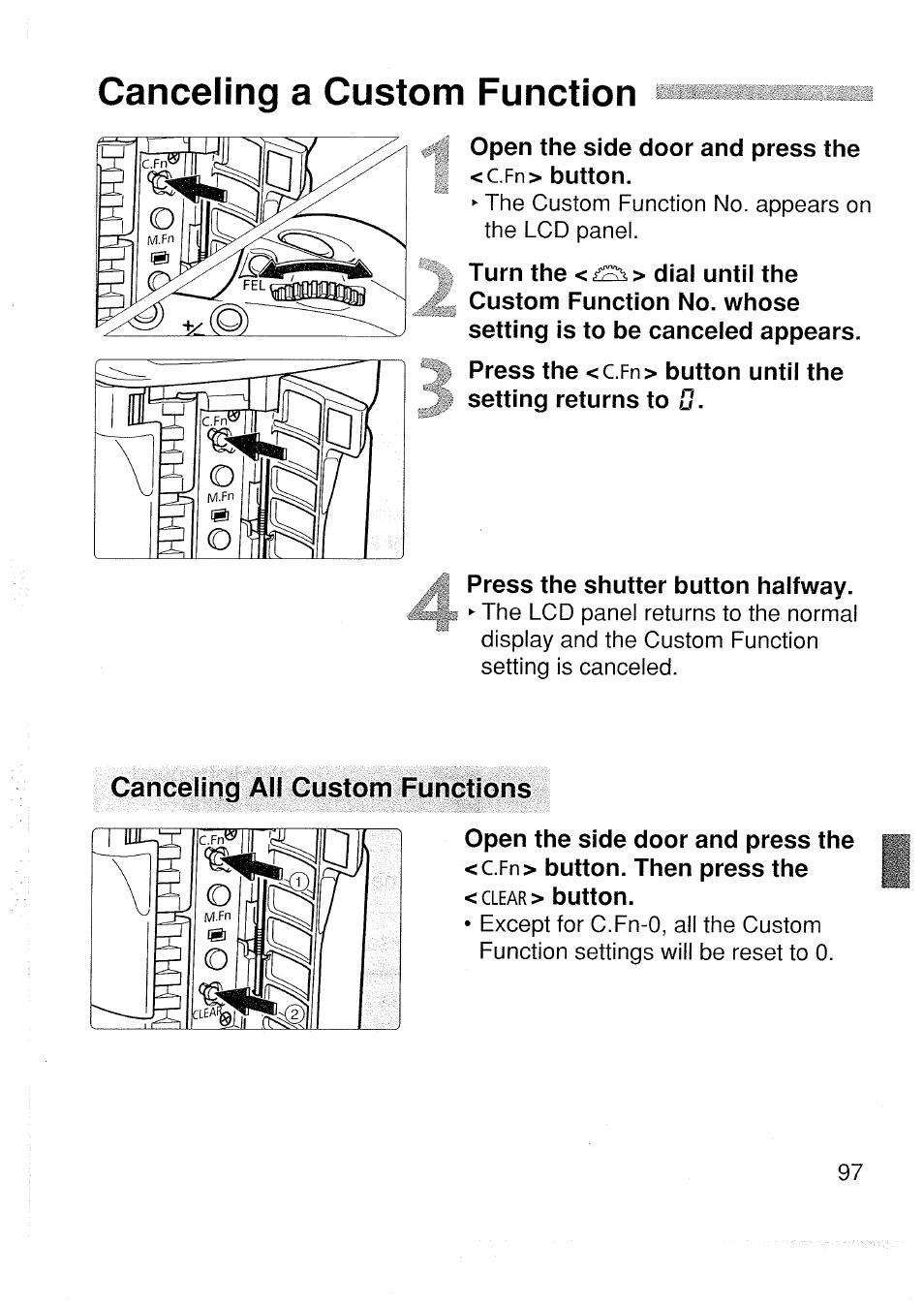 Canceling a custom function | Canon EOS 1 V HS User Manual | Page 99 / 143