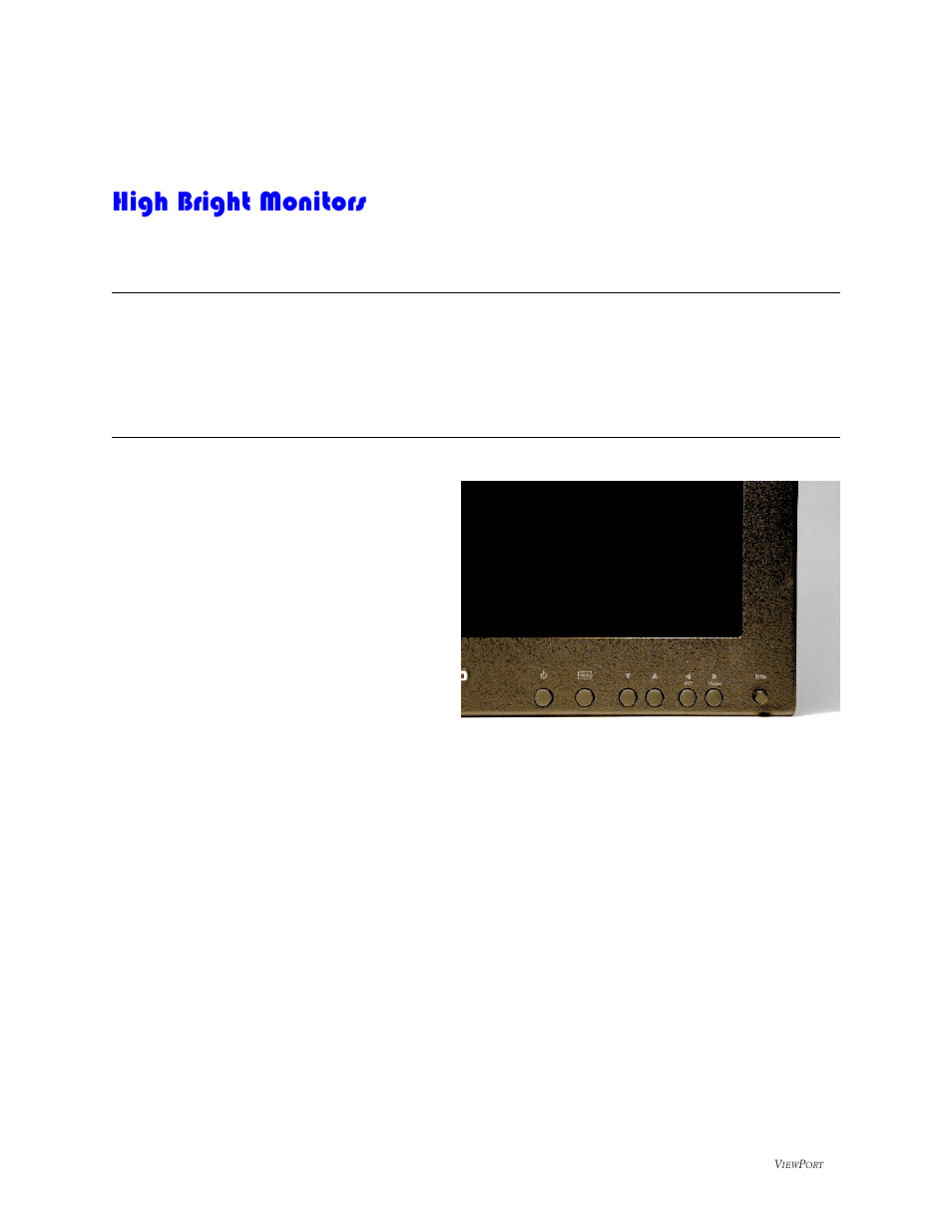 High bright monitors, Description, Operation | Boland Communications d Series User Manual | Page 10 / 12