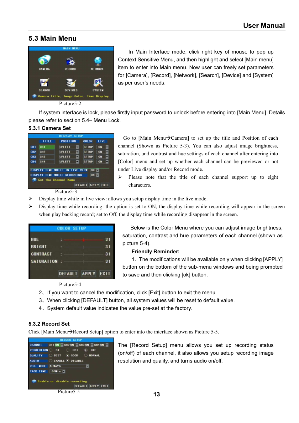 User manual, 3 main menu | Bolide SVR9000s MO User Manual | Page 16 / 34