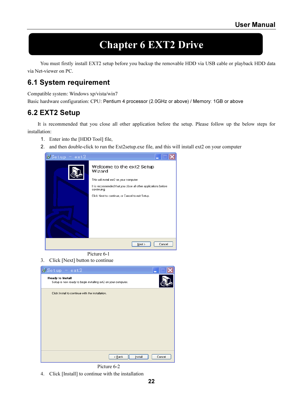 Chapter 6 ext2 drive, 1 system requirement, 2 ext2 setup | User manual | Bolide SVR9000s MO User Manual | Page 25 / 34