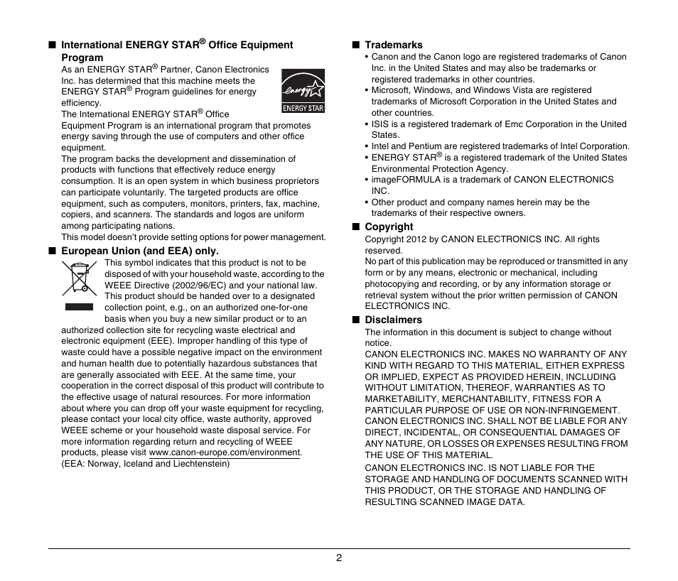 Canon Image Formula Flat Bed Scanner 201 User Manual | Page 2 / 29