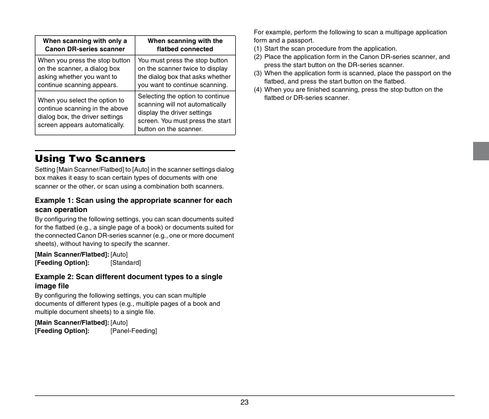 Using two scanners | Canon Image Formula Flat Bed Scanner 201 User Manual | Page 23 / 29