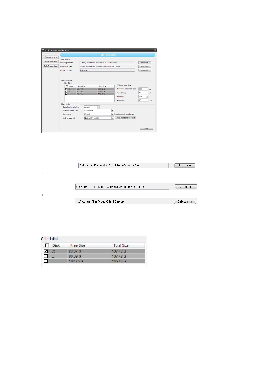 4 path parameters, 1path configuration, 2 record configuration | Bolide Dvr Client User Manual | Page 16 / 45