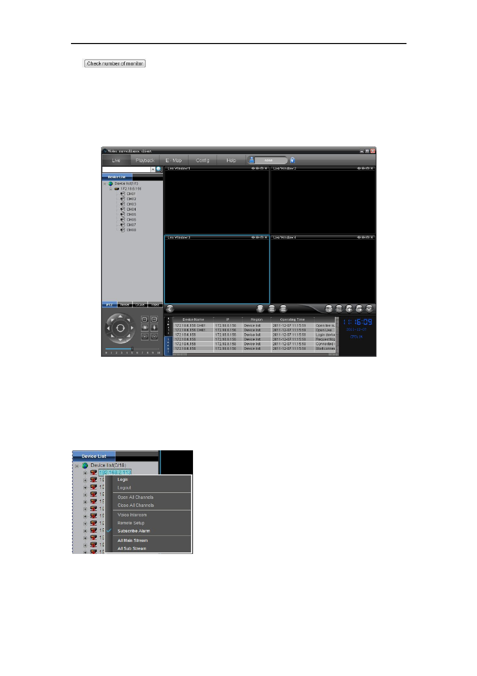5 live mode, 1 device list 5.1.1 login and logout, 2 open / close all channels | Bolide Dvr Client User Manual | Page 18 / 45