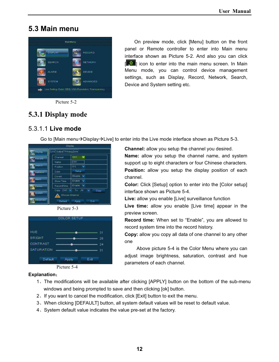 3 main menu, 1 display mode, 1 live mode | Bolide SVR9000DMOB_W User Manual | Page 16 / 37