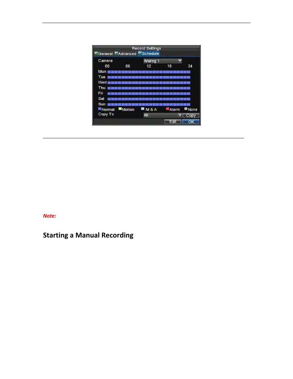 Starting a manual recording | Bolide SVR8000s User Manual | Page 31 / 97