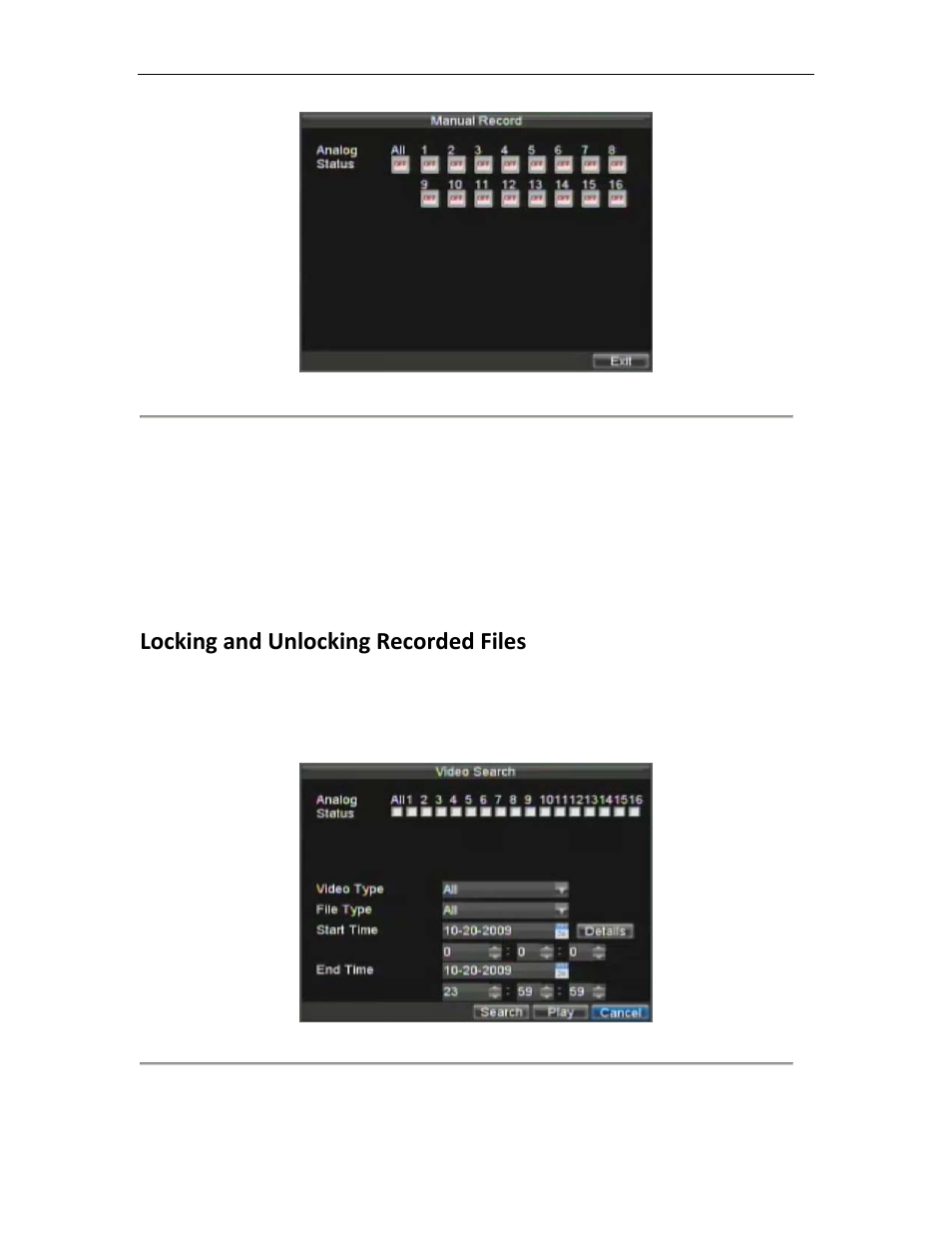 Protecting recorded files, Locking and unlocking recorded files | Bolide SVR8000s User Manual | Page 32 / 97