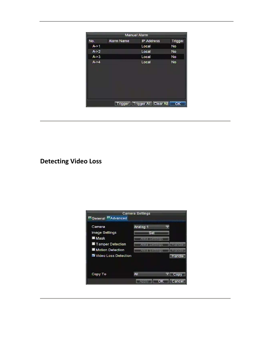 Detecting video loss | Bolide SVR8000s User Manual | Page 54 / 97