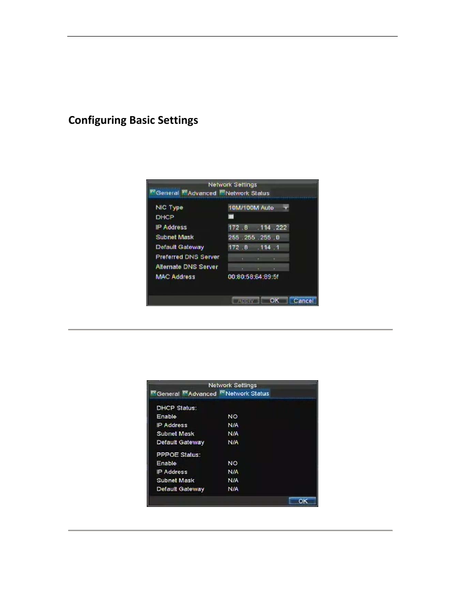 Configuring network settings, Configuring basic settings | Bolide SVR8000s User Manual | Page 59 / 97