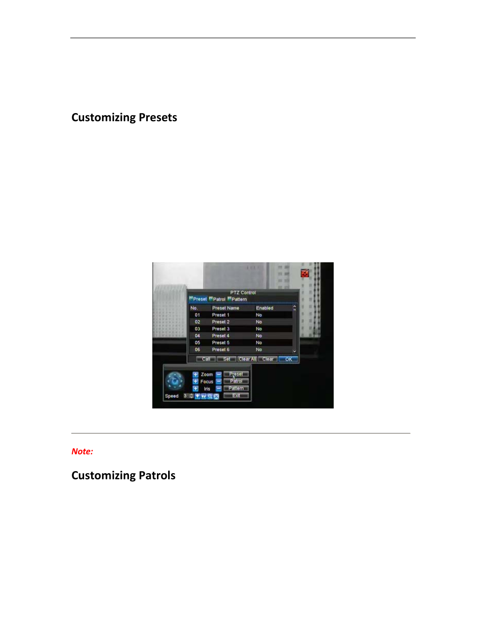 Customizing presets, Customizing patrols | Bolide SVR8000s User Manual | Page 69 / 97