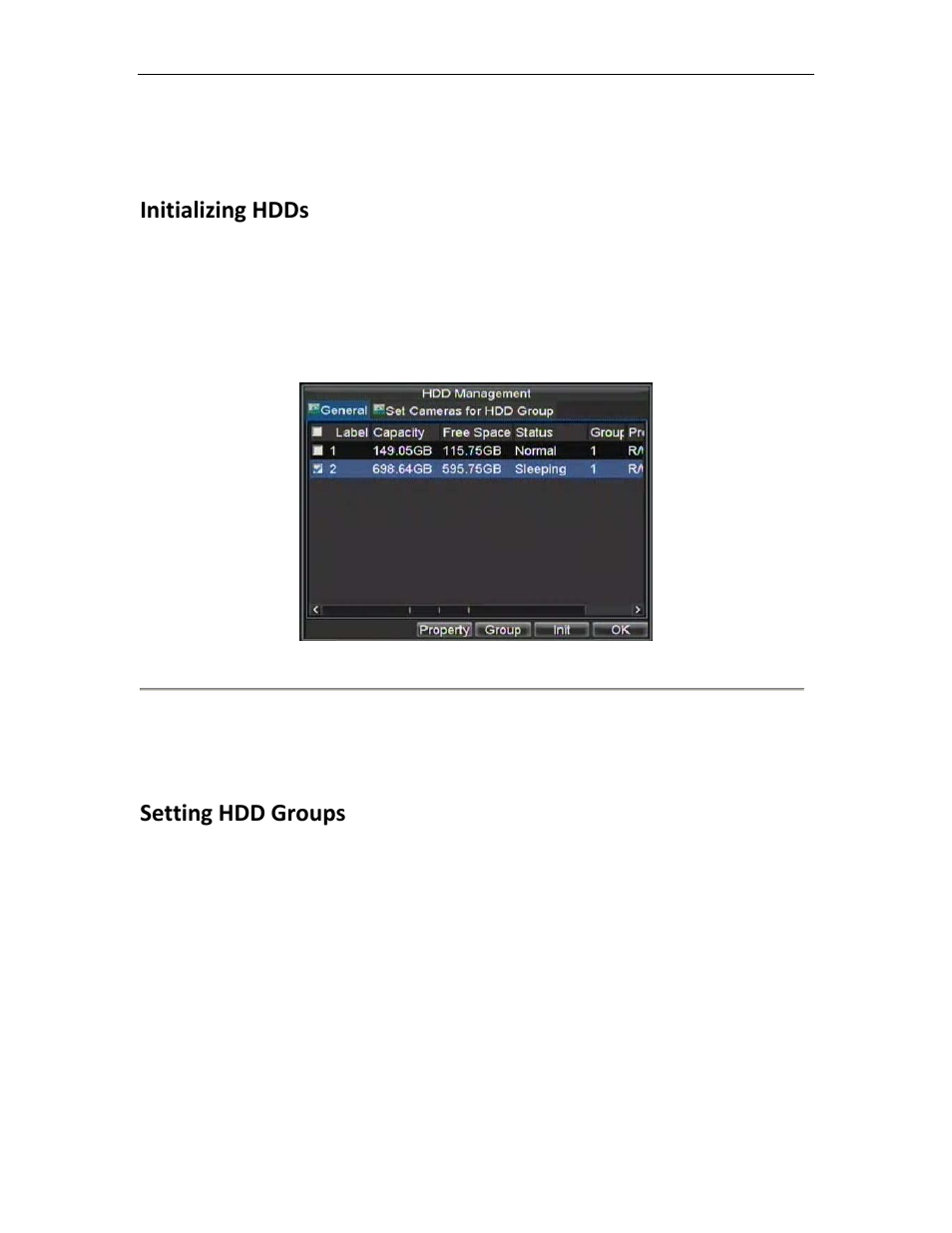 Managing hdds, Initializing hdds, Setting hdd groups | Bolide SVR8000s User Manual | Page 78 / 97