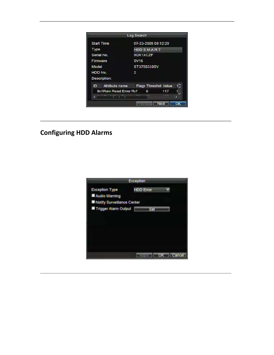 Configuring hdd alarms | Bolide SVR8000s User Manual | Page 82 / 97