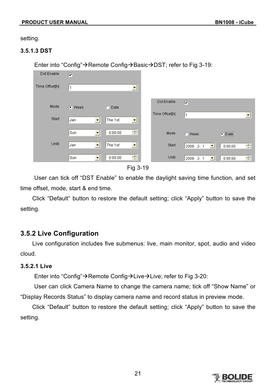 2 live configuration | Bolide BN1008 - iCube User Manual | Page 25 / 66