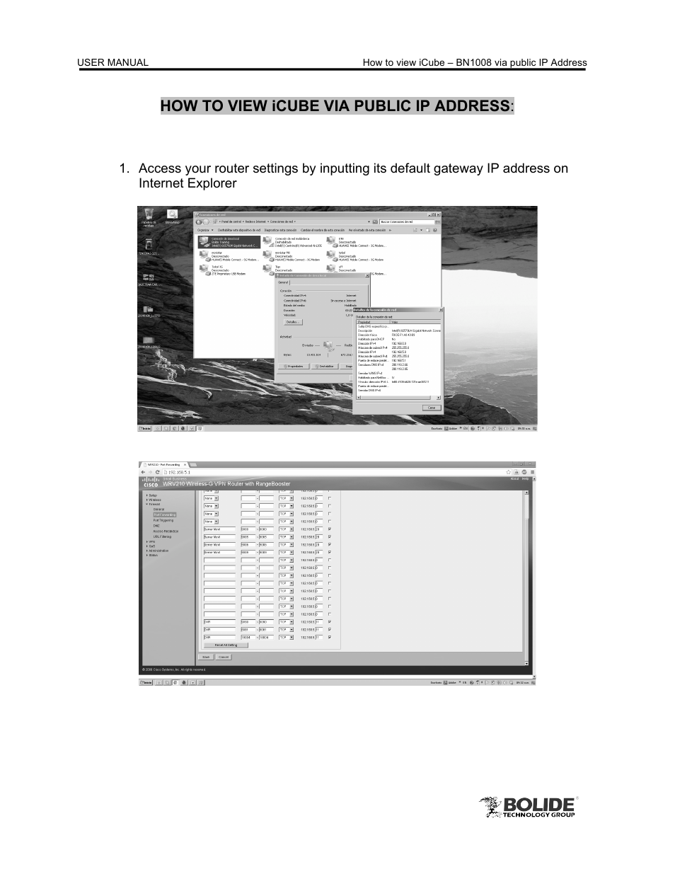 Bolide BN1008 – iCube via public IP address User Manual | Page 2 / 6