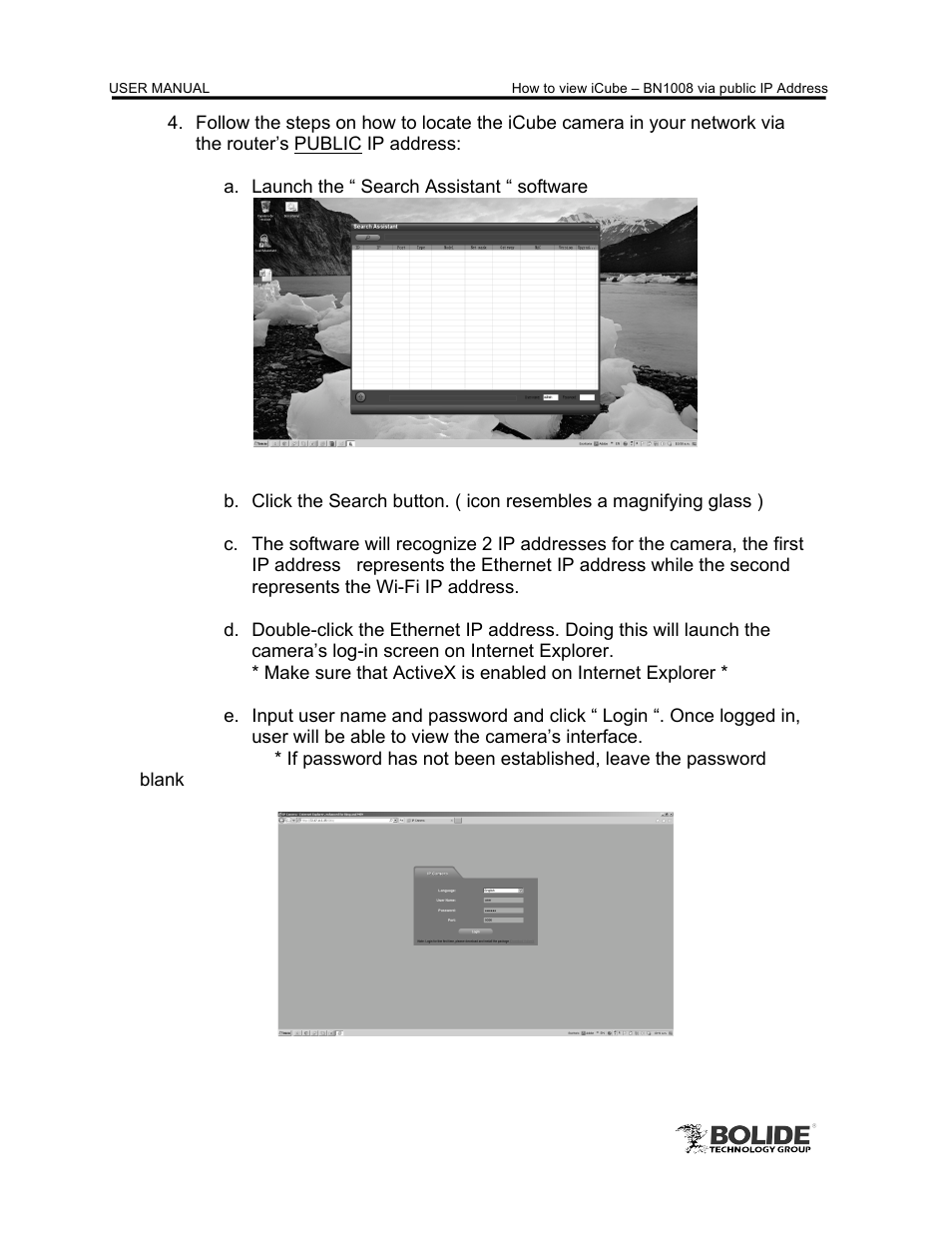 Bolide BN1008 – iCube via public IP address User Manual | Page 4 / 6