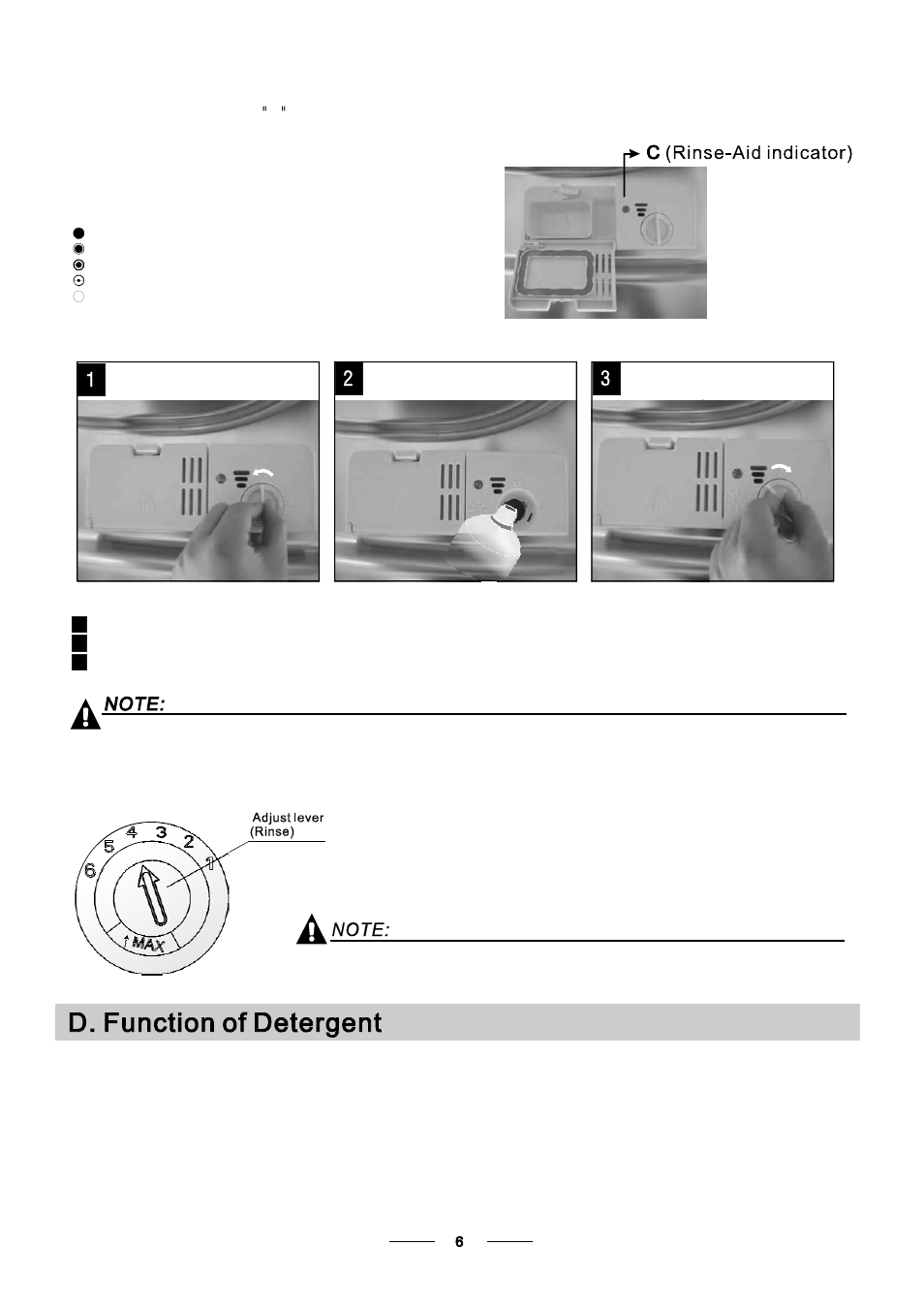 Adjusting rinse aid dispenser, When to refill the rinse aid dispenser, Detergents | Proper use of detergent | Bompani BOLT945/E User Manual | Page 9 / 30