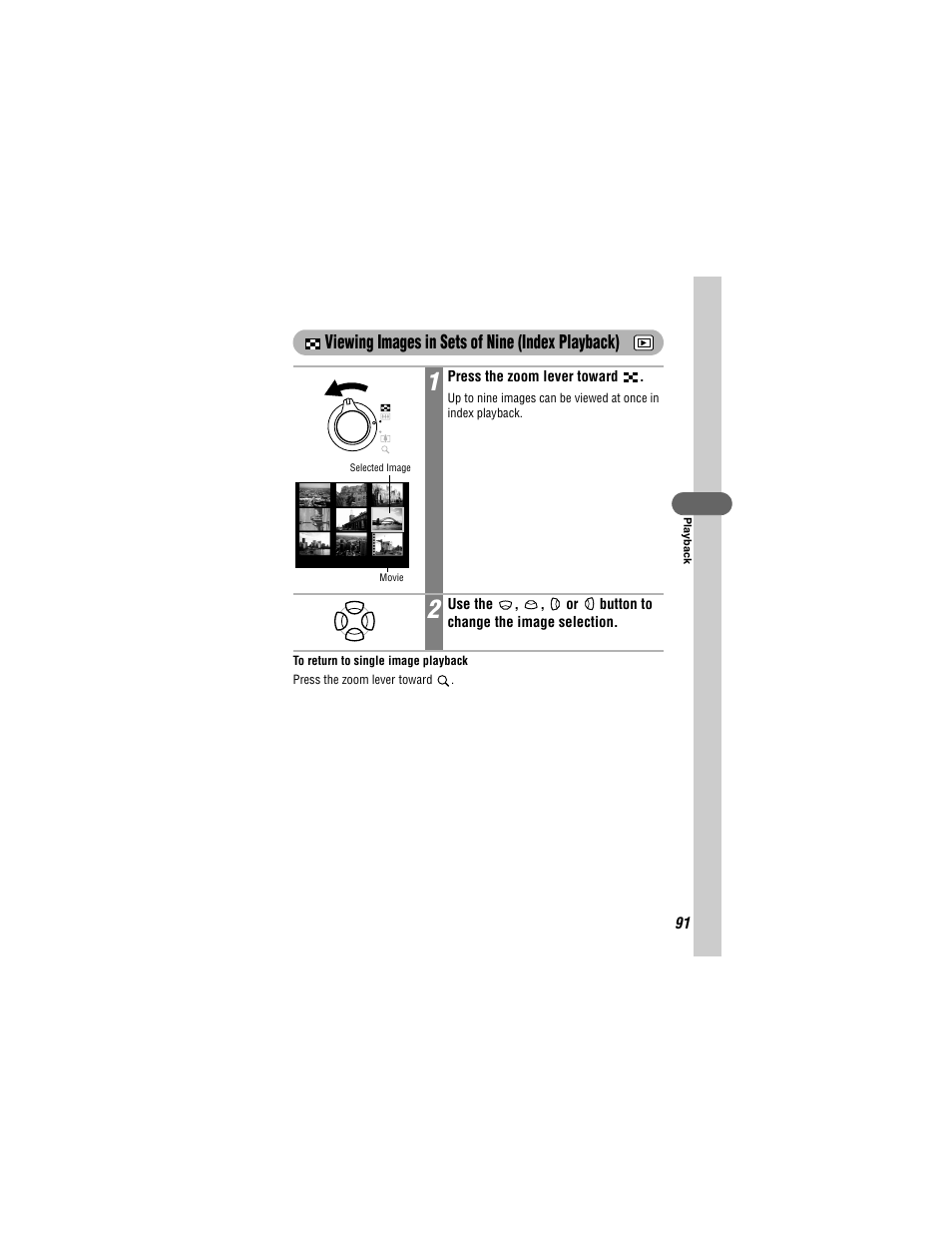 Viewing images in sets of nine (index playback) | Canon 430 User Manual | Page 93 / 164