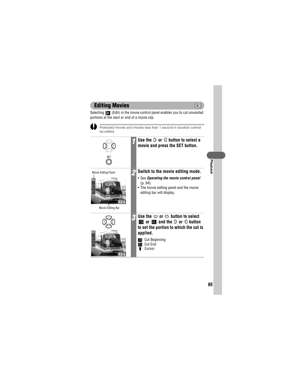 Editing movies | Canon 430 User Manual | Page 97 / 164