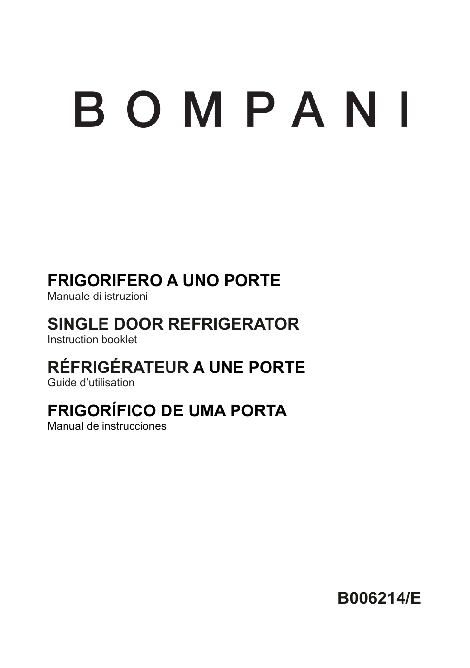 Bompani BO06214/E User Manual | 48 pages