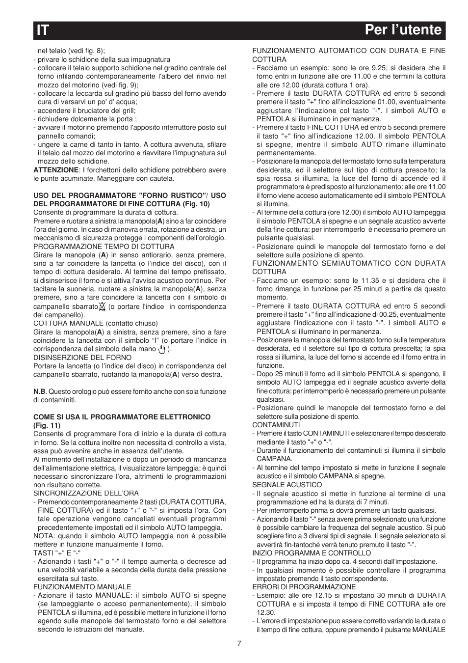 Per l’utente it | Bompani BO683SC/N User Manual | Page 7 / 28