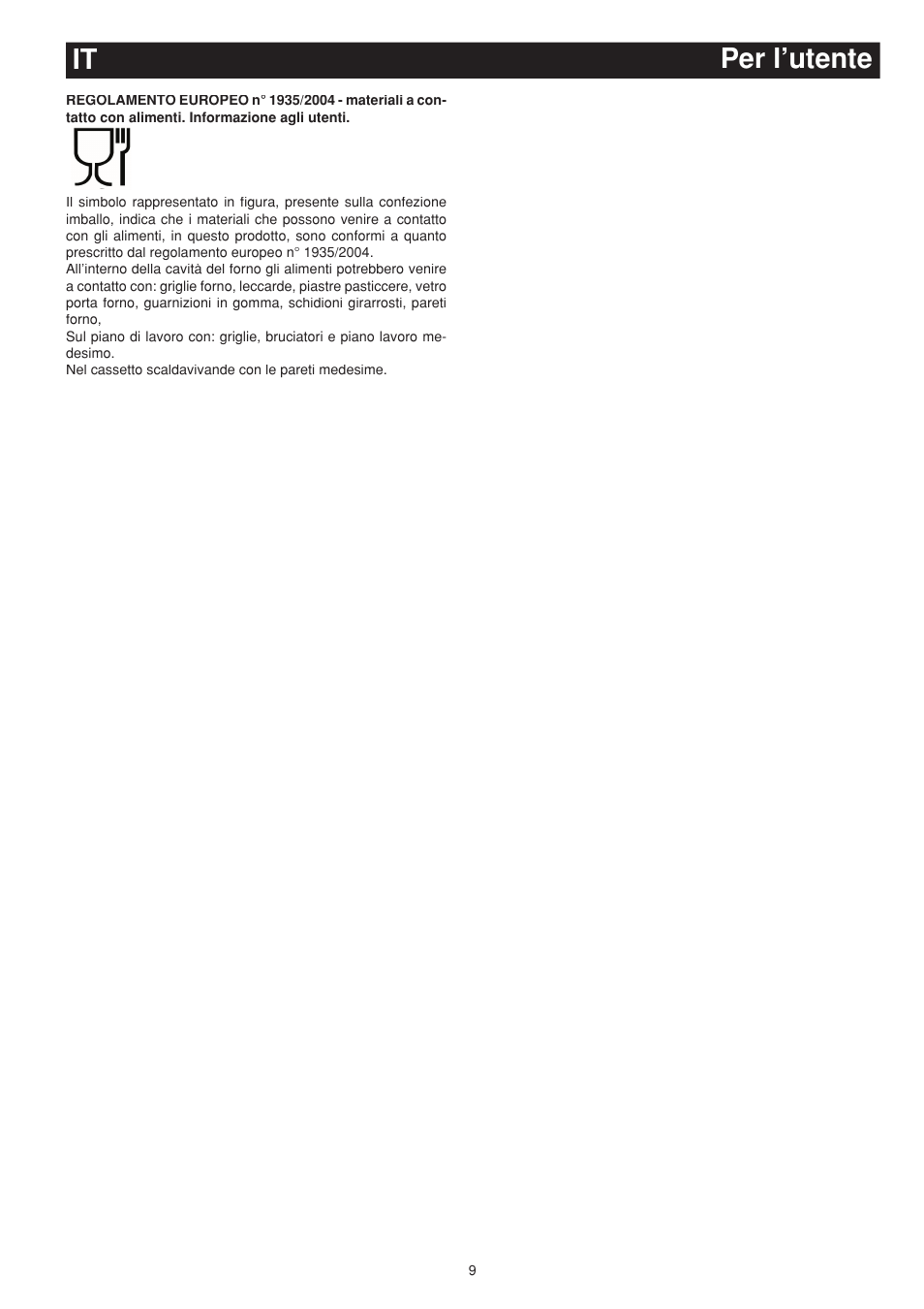 Per l’utente it | Bompani BO683SC/N User Manual | Page 9 / 28