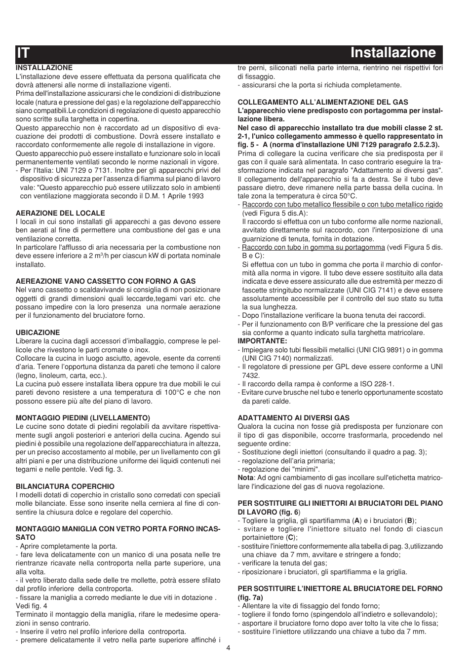 Installazione it | Bompani BO683YD/N User Manual | Page 4 / 60