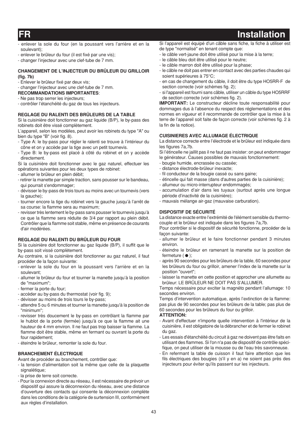Fr installation | Bompani BO683YD/N User Manual | Page 43 / 60