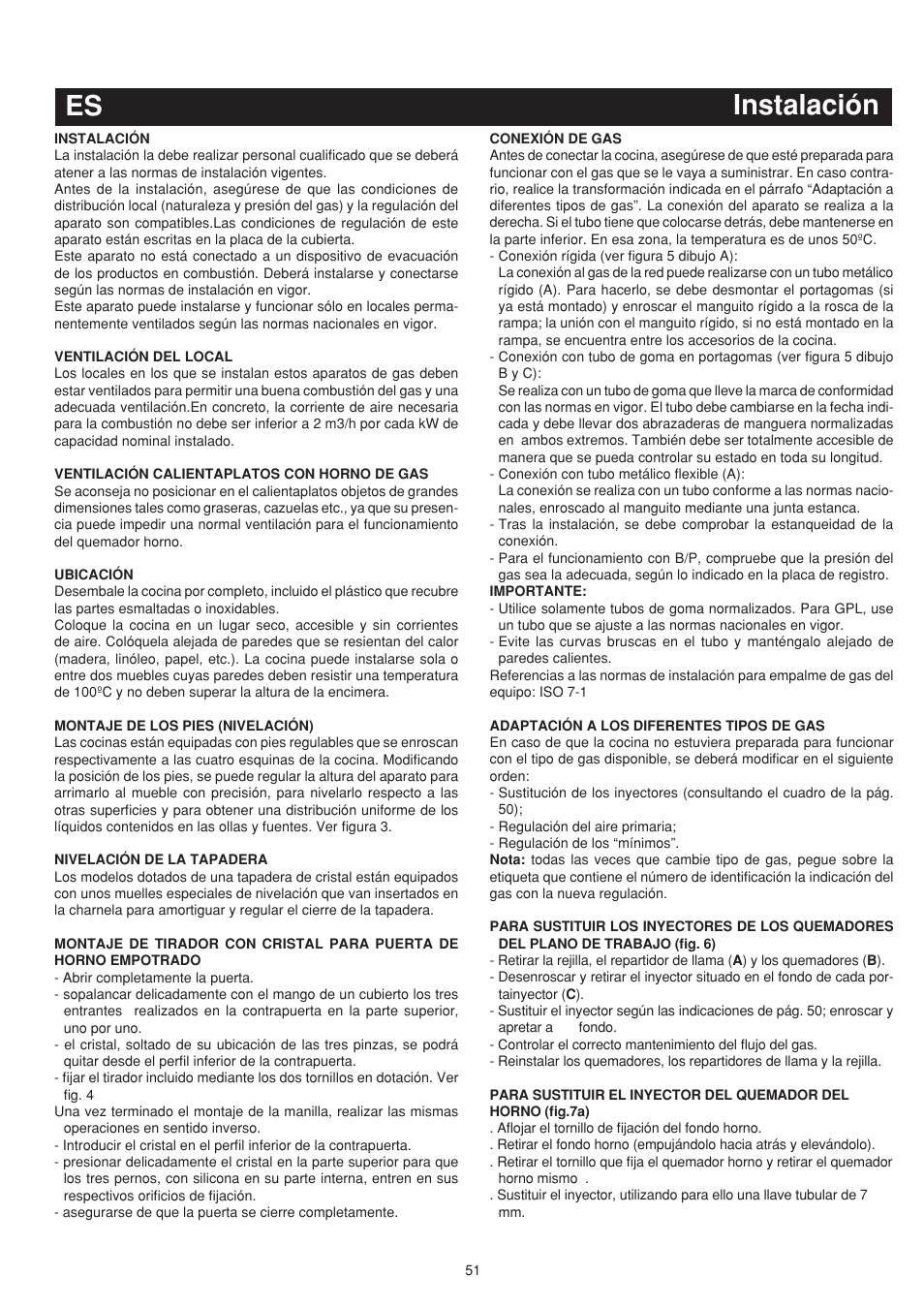 Instalación es | Bompani BO683YD/N User Manual | Page 51 / 60