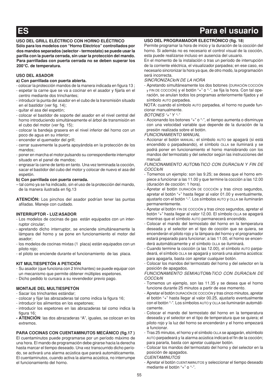 Para el usuario es | Bompani BO683YD/N User Manual | Page 55 / 60