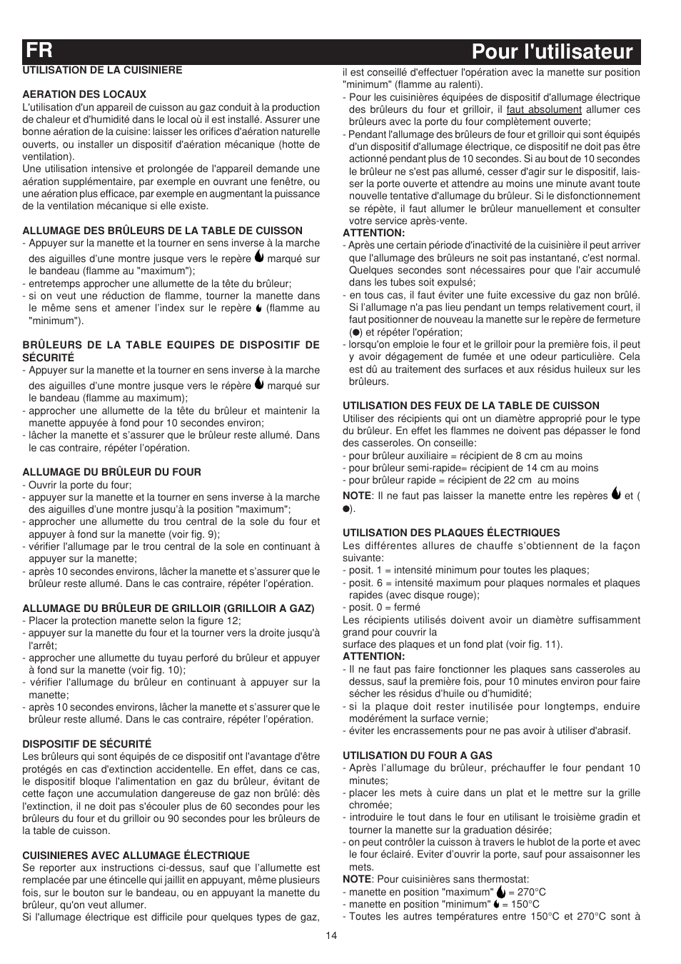 Fr pour l'utilisateur | Bompani BO743WI/N User Manual | Page 14 / 60