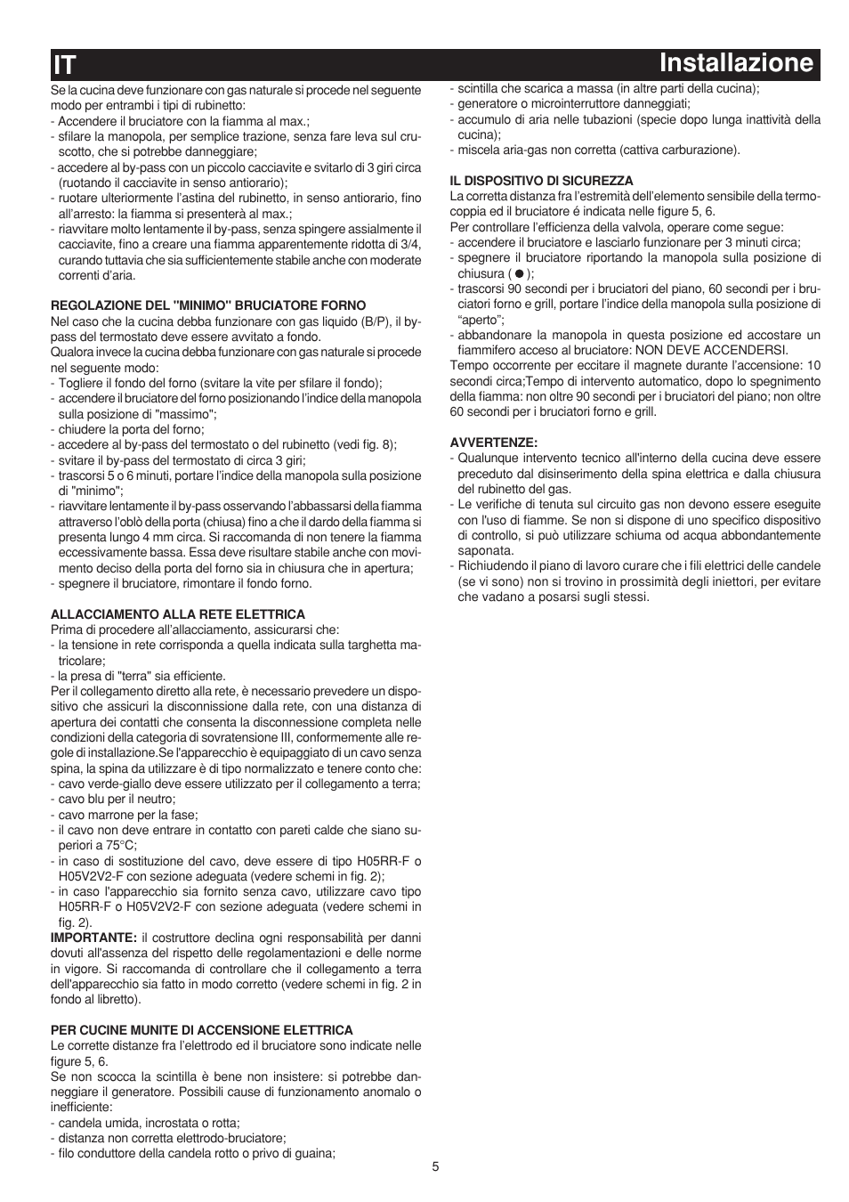 Installazione it | Bompani BO743WI/N User Manual | Page 5 / 60