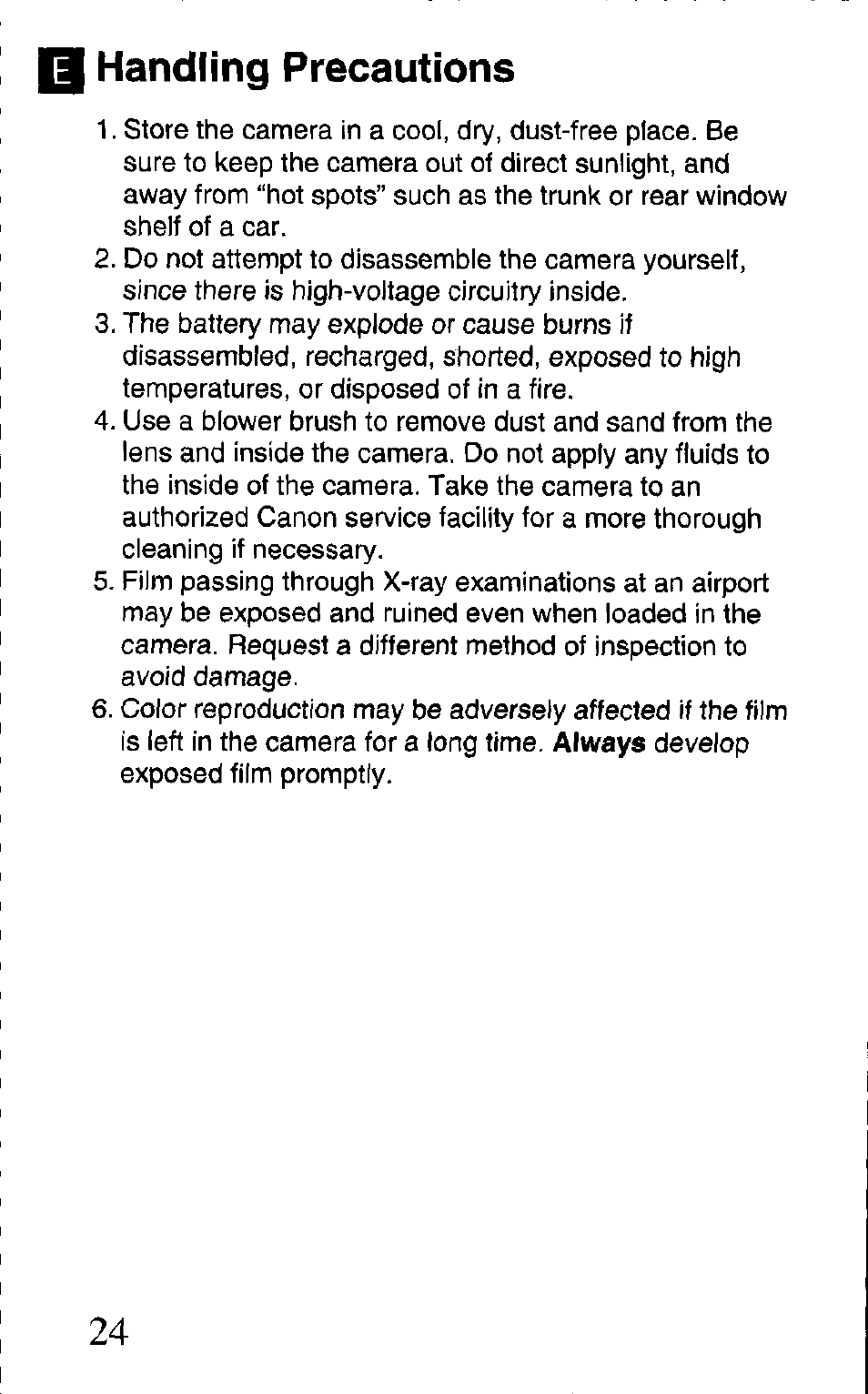 I handling precautions | Canon AS-1 User Manual | Page 15 / 62