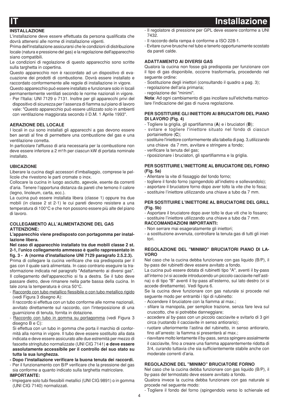 Installazione it | Bompani BO643JT/N User Manual | Page 4 / 64