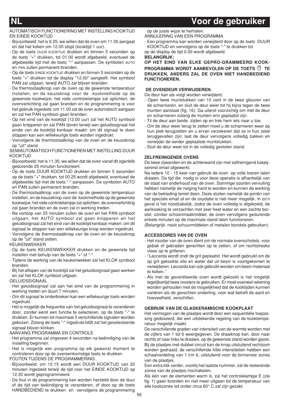 Nl voor de gebruiker | Bompani BO643JT/N User Manual | Page 56 / 64