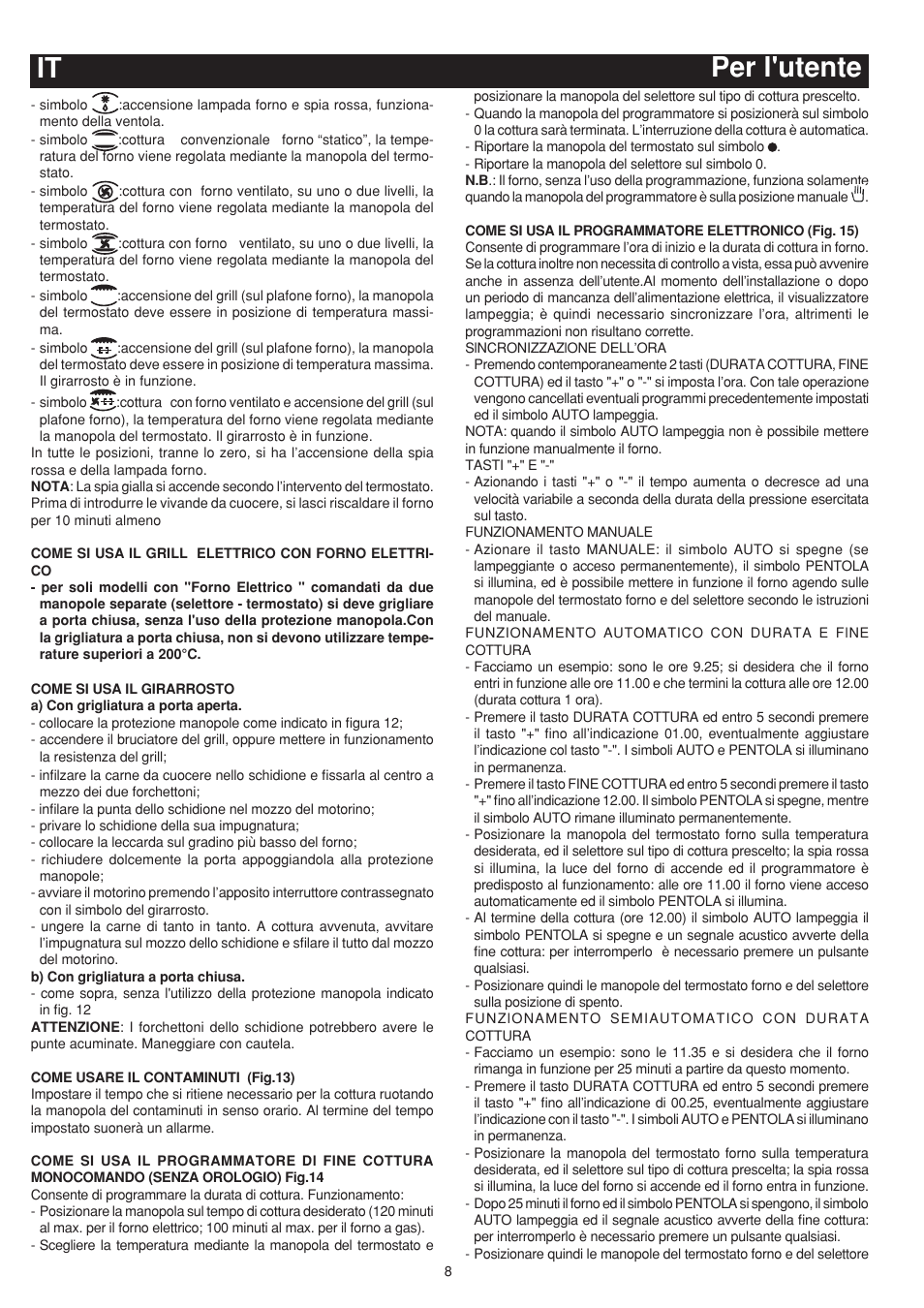 Per l'utente it | Bompani BO643JT/N User Manual | Page 8 / 64