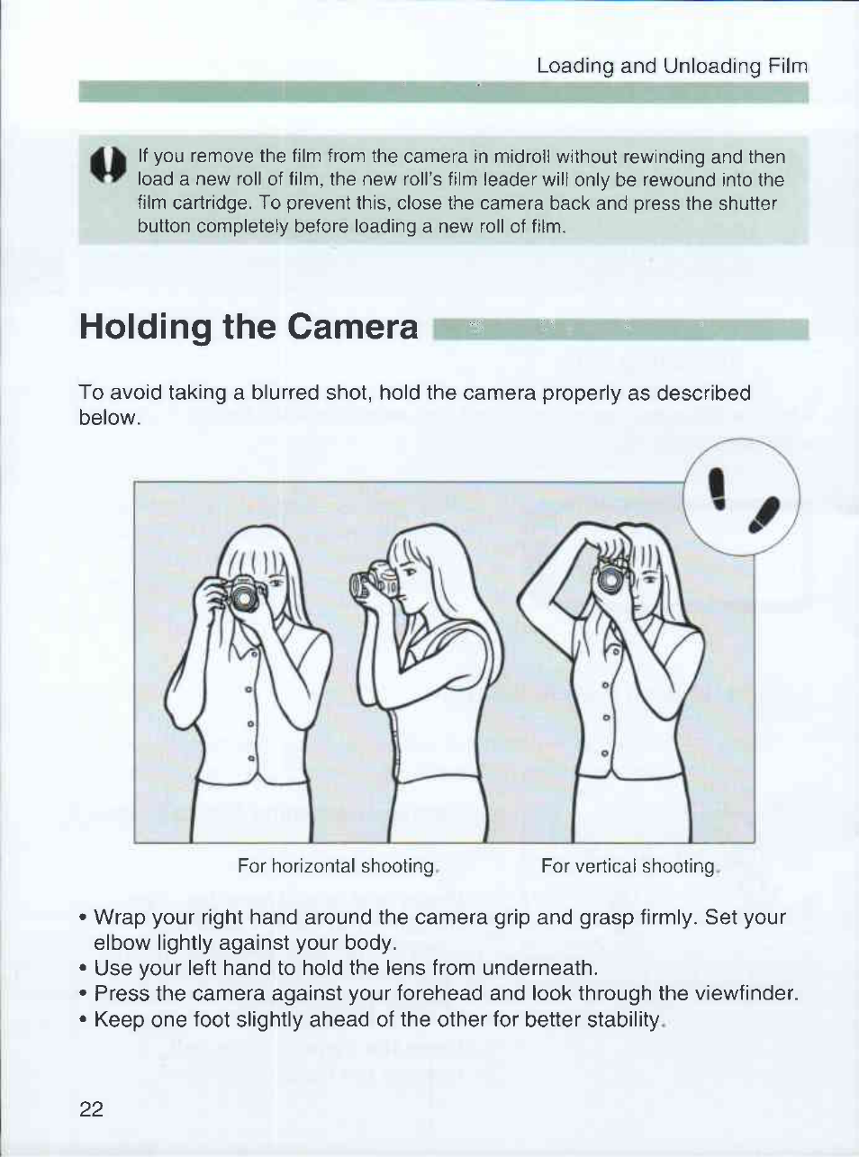 Holding the camera | Canon EOS 3000 QD User Manual | Page 22 / 72