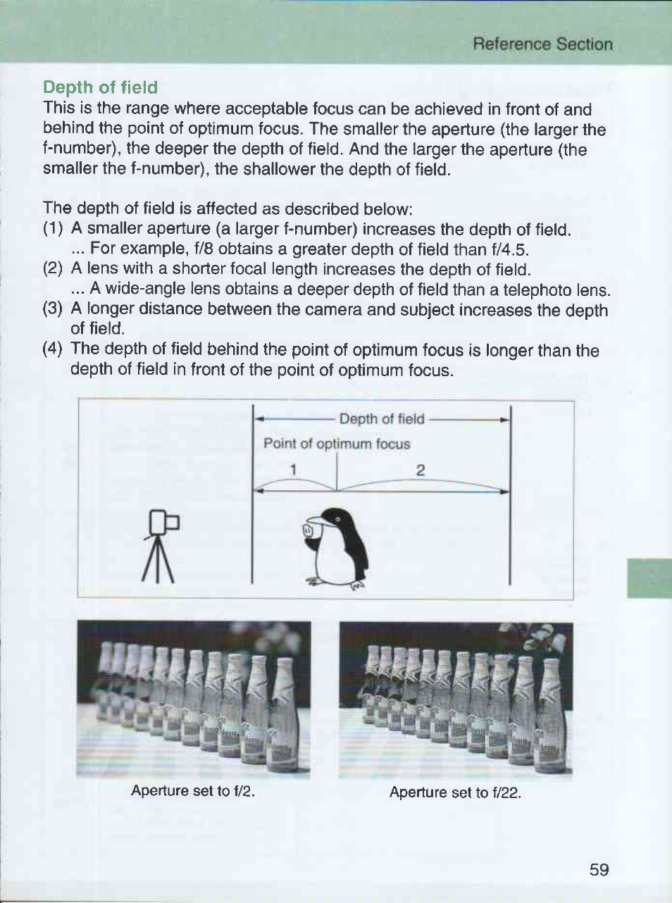 Depth of field | Canon EOS 3000 QD User Manual | Page 59 / 72