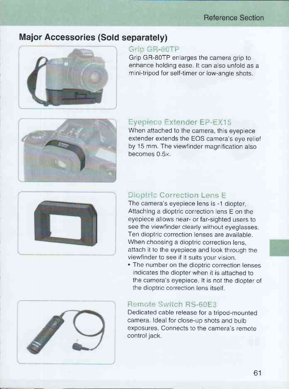 Major accessories (sold separately) | Canon EOS 3000 QD User Manual | Page 61 / 72