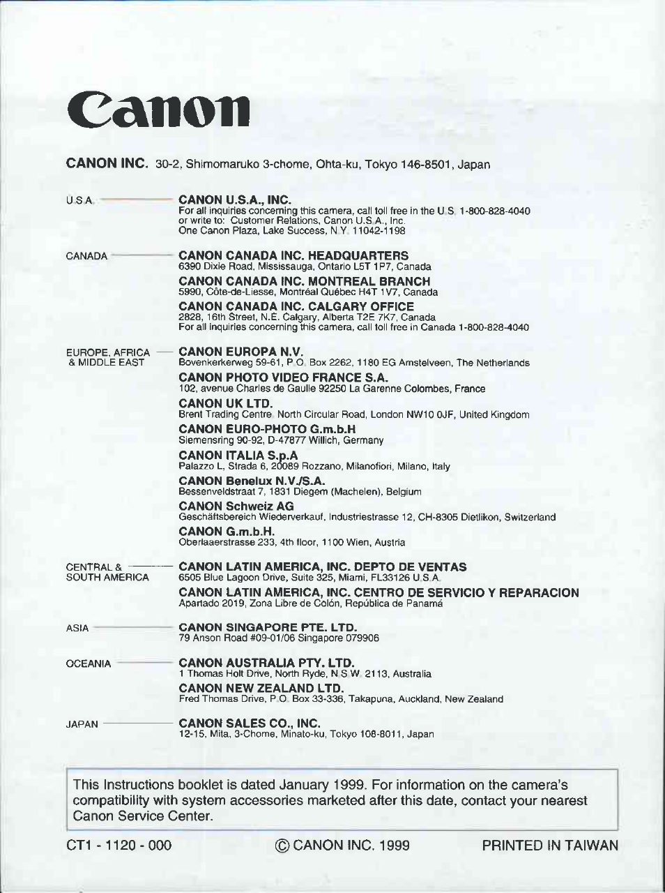 Canon | Canon EOS 3000 QD User Manual | Page 72 / 72