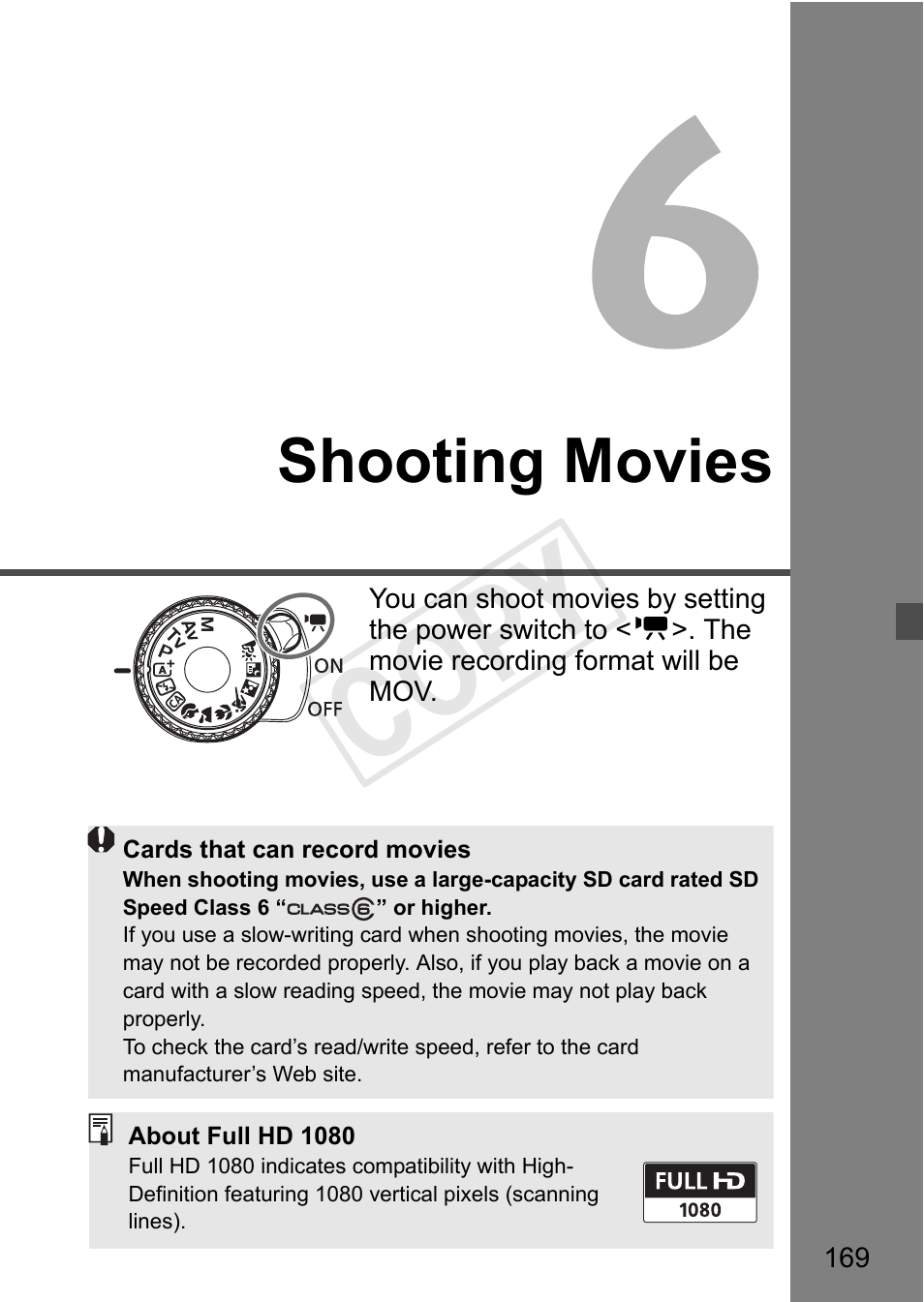 Cop y, Shooting movies | Canon 650D User Manual | Page 169 / 372