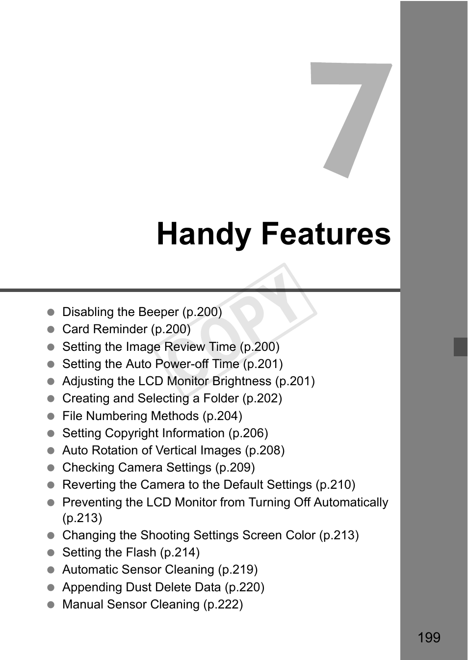 Cop y, Handy features | Canon 650D User Manual | Page 199 / 372