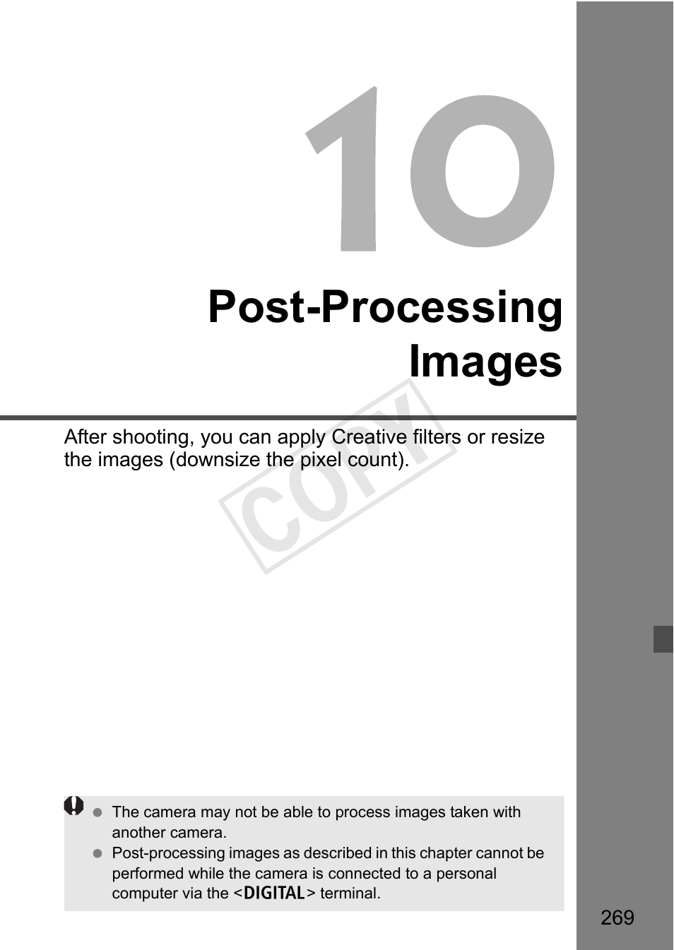Cop y, Post-processing images | Canon 650D User Manual | Page 269 / 372