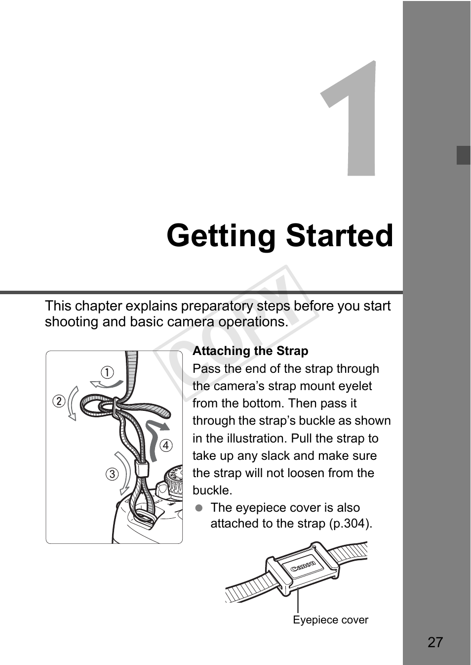 Cop y, Getting started | Canon 650D User Manual | Page 27 / 372