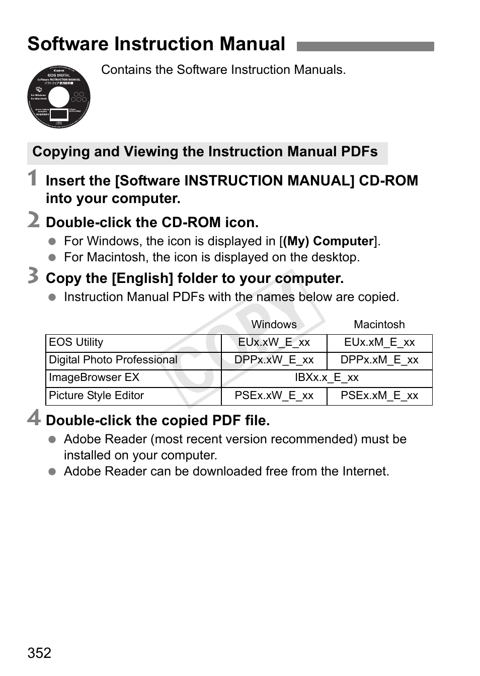 Cop y, Software instruction manual | Canon 650D User Manual | Page 352 / 372