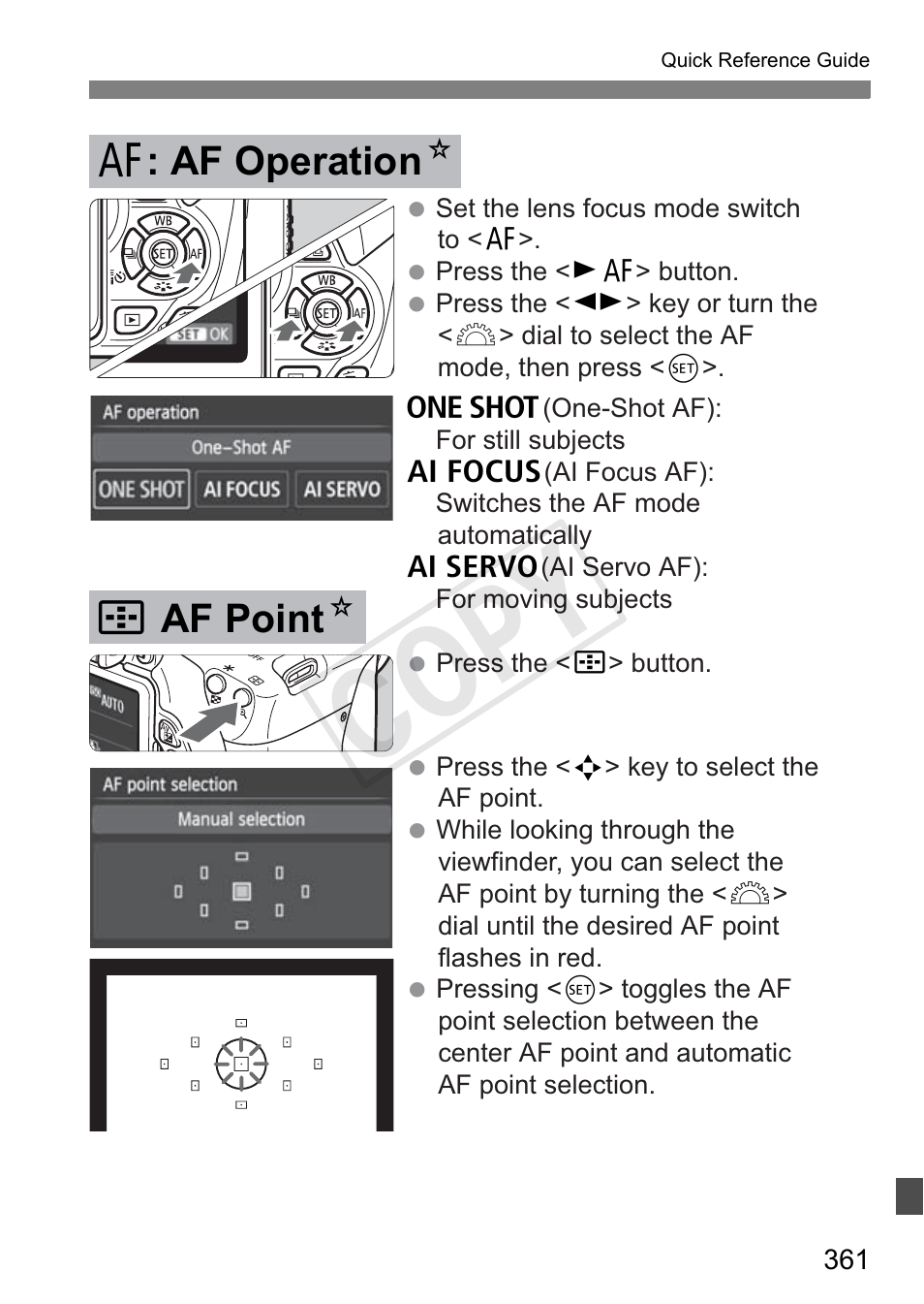 Cop y, S af point n, F : af operation n | Canon 650D User Manual | Page 361 / 372