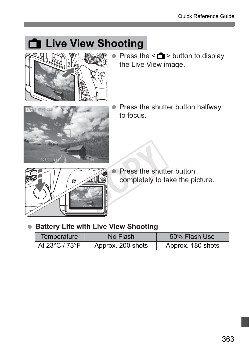 Cop y, A live view shooting | Canon 650D User Manual | Page 363 / 372