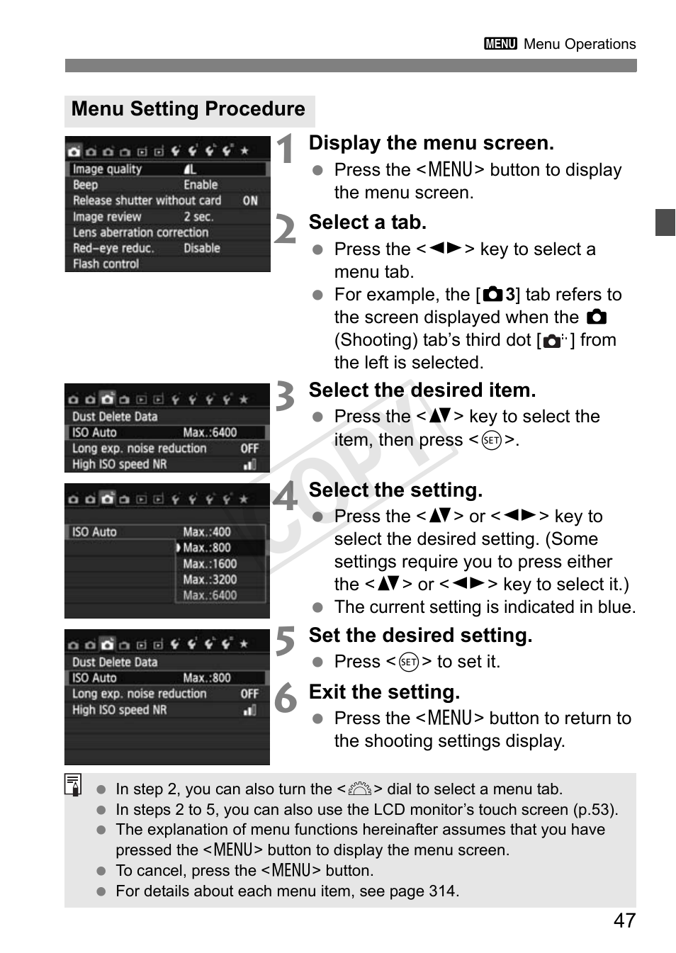 Cop y | Canon 650D User Manual | Page 47 / 372